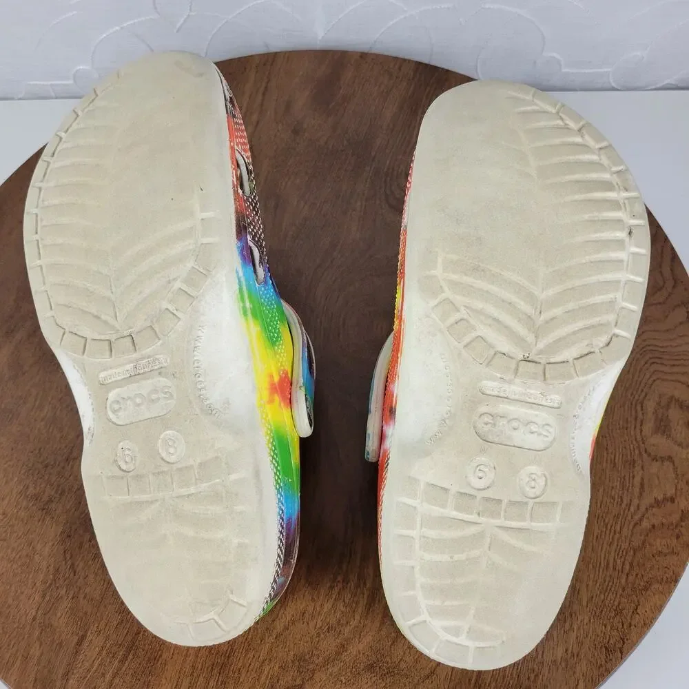 Crocs Sandals 6M/8W Muticolor Tie Dye Classic Graphic Unisex Slingback - Picture 5 of 13